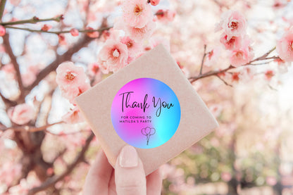 Thank you for coming to my party stickers, Goodie bag stickers, thank you stickers, three sizes, rainbow stickers, name stickers, ombre