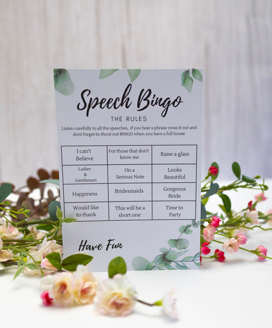 Wedding speech bingo wedding game, Table Activity Ice Breaker, Wedding Day Games, Wedding Favours, Accessories Greenery Botanical (10 pack)