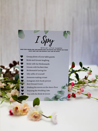 I Spy Wedding Game, Minimalist, Reception Game, Wedding Photo Hunt Game, Wedding Shower Fun Games