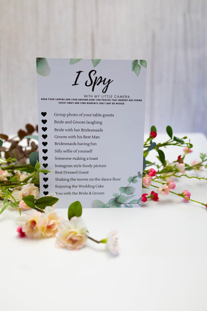 I Spy Wedding Game, Minimalist, Reception Game, Wedding Photo Hunt Game, Wedding Shower Fun Games