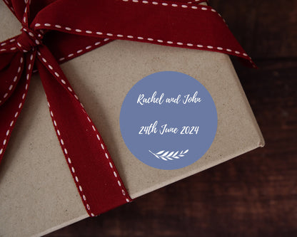 Blue Stickers, personalised stickers, Wedding Stationery, Party Stickers, three sizes, custom round stickers,