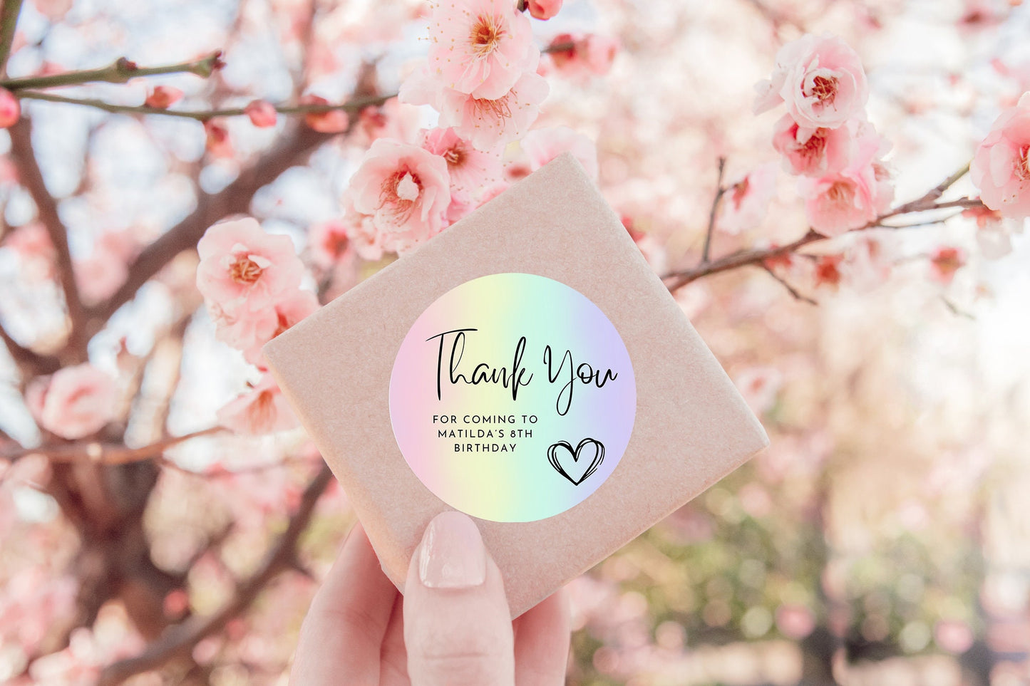 Rainbow pastel stickers, Thank you for coming to my party stickers, Goodie bag stickers, thank you stickers, five sizes, name stickers