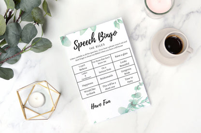 Wedding speech bingo wedding game, Table Activity Ice Breaker, Wedding Day Games, Wedding Favours, Accessories Greenery Botanical (10 pack)
