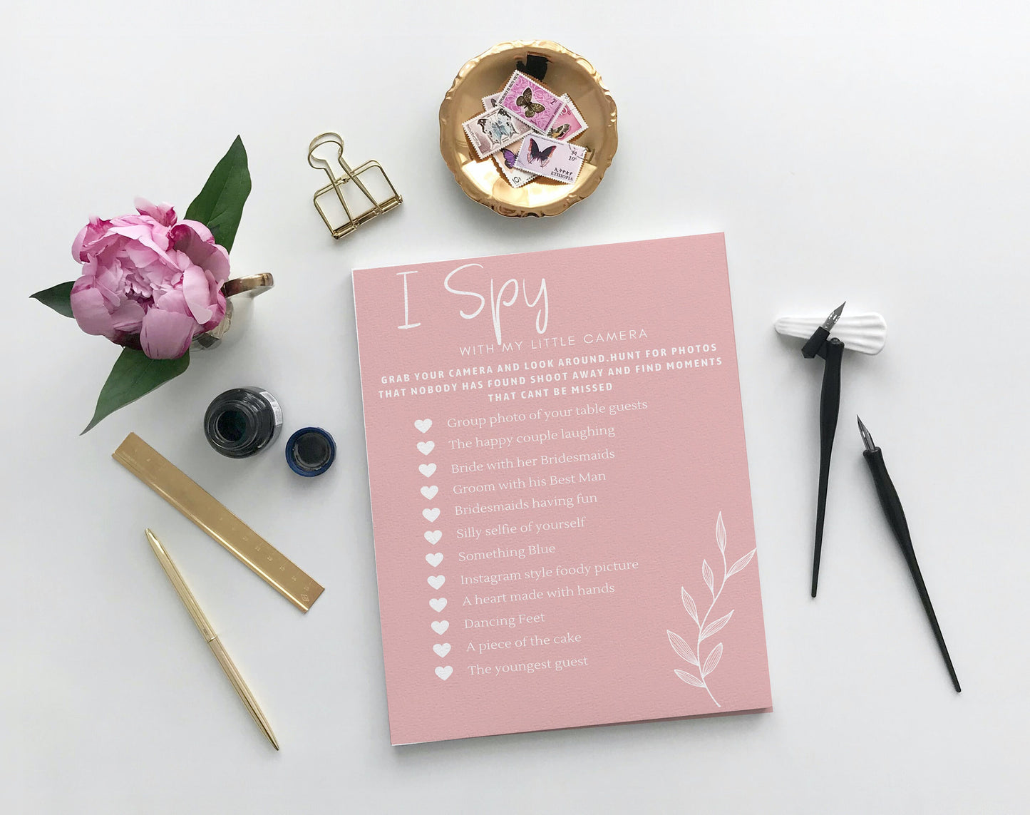 Wedding Games, I spy Game, Reception Game, Wedding Photo Hunt Game, Wedding Shower Fun Games, blush wedding colour