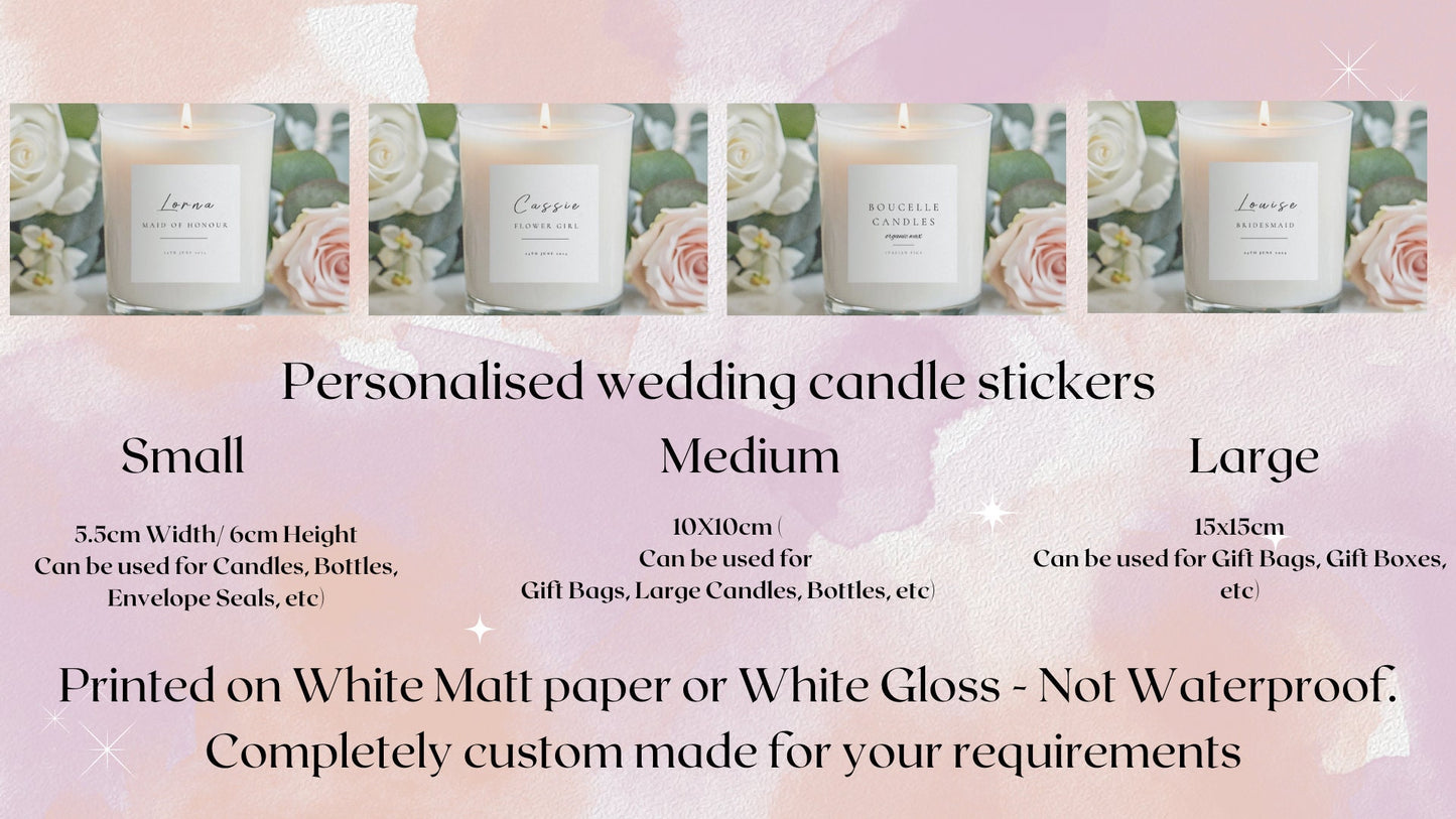 Personalised Candle Labels, Custom Gift Wrap, Quote Labels, Keepsake Candles, Bridal Proposal, Bridesmaids Presents