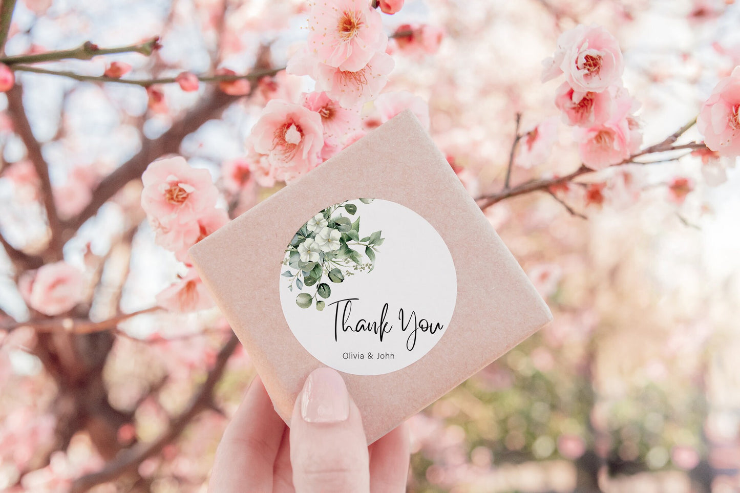 Personalized Wedding Thank You Stickers: Botanical Eucalyptus Floral Favor Labels