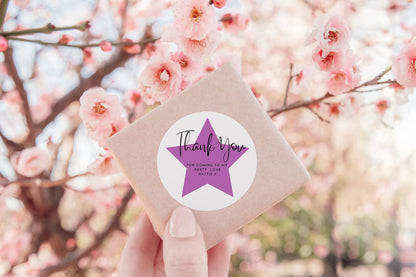 Thank you for coming to my party stickers, Goodie bag stickers, thank you stickers,  star stickers, name stickers, 24 colours