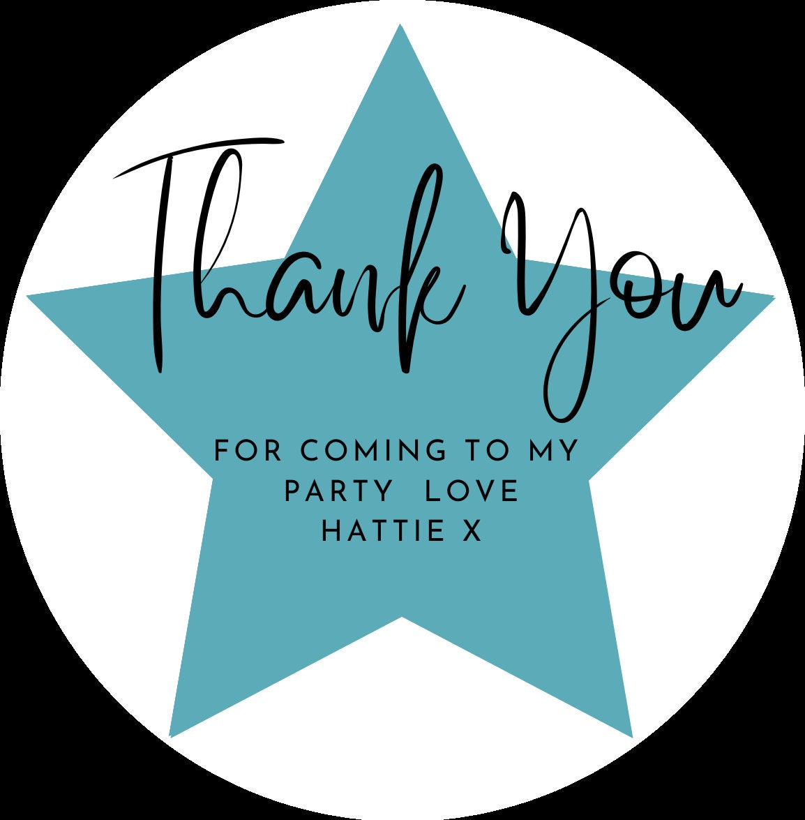 Thank you for coming to my party stickers, Goodie bag stickers, thank you stickers,  star stickers, name stickers, 24 colours