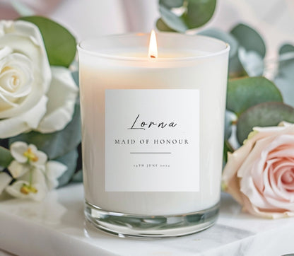 Personalised Candle Labels, Custom Gift Wrap, Quote Labels, Keepsake Candles, Bridal Proposal, Bridesmaids Presents