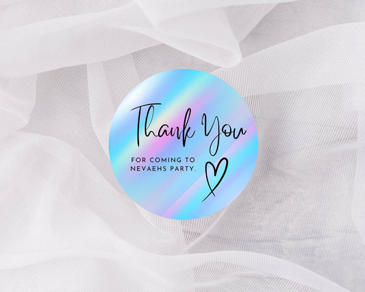 Rainbow ombre pastel stickers, Thank you for coming to my party stickers, Goodie bag sticker, thank you stickers, three sizes, name stickers