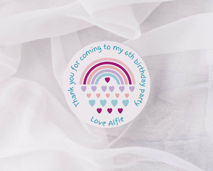 Thank you for coming to my party stickers, Goodie bag stickers, thank you stickers, three sizes, rainbow stickers, name stickers, 5 sizes