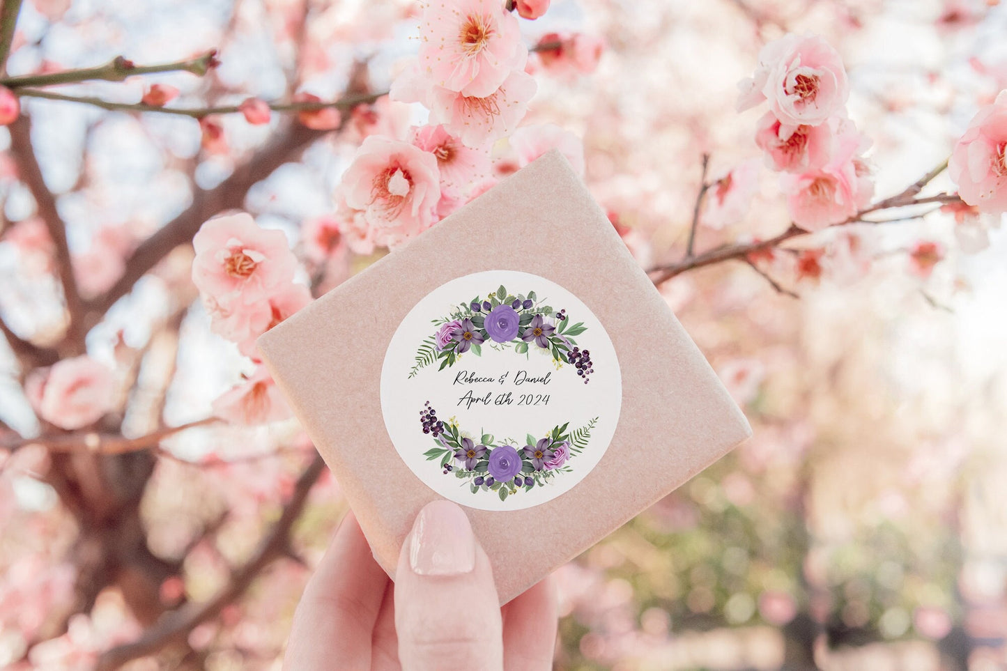 Lavander Wedding labels, custom wedding stationery, name stickers, personalised sticker,  thank you stickers, wedding labels,Violet flower