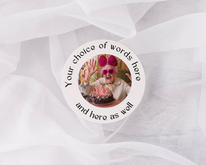 Personalised Photo Picture image,  Labels Custom Stickers, Children's Birthday Party,  Thank You Party Bag, Personalised stickers
