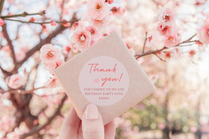 Thank you for coming to my party stickers, Goodie bag stickers, thank you stickers, three sizes, Pink heart stickers, name stickers