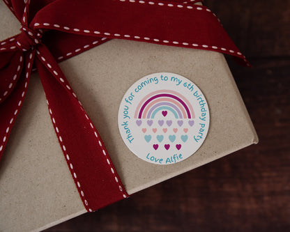 Thank you for coming to my party stickers, Goodie bag stickers, thank you stickers, three sizes, rainbow stickers, name stickers, 5 sizes