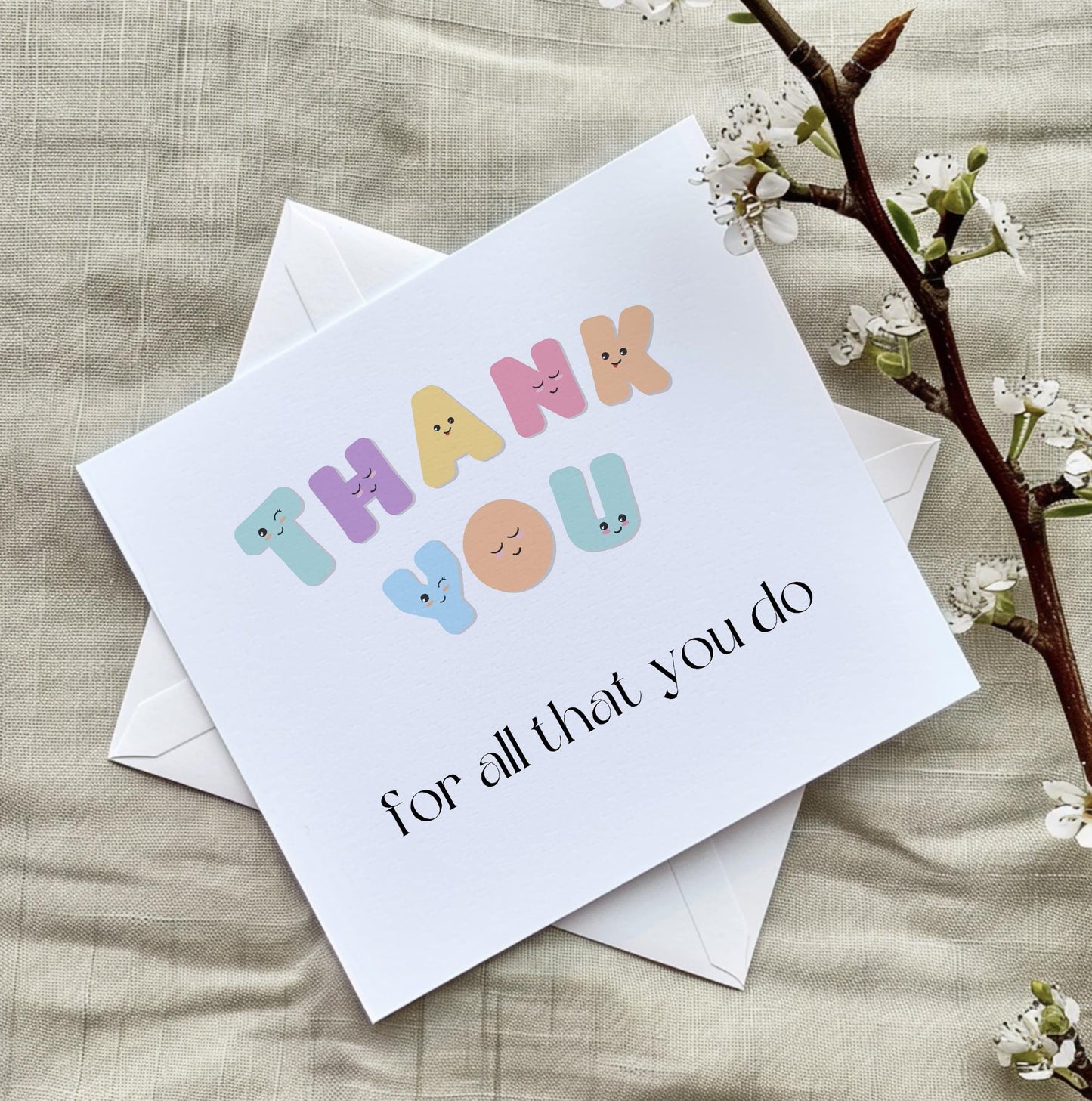 Rainbow Thank You Card: Square Greetings Card