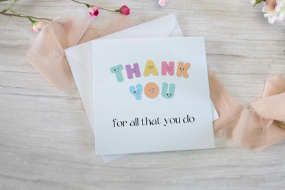 Rainbow Thank You Card: Square Greetings Card