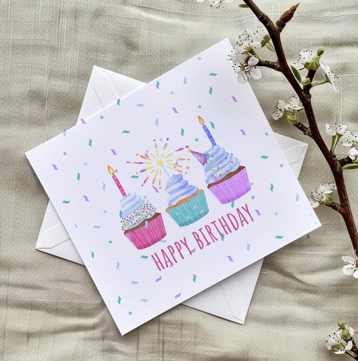 Cupcake Birthday Card: Watercolor Design