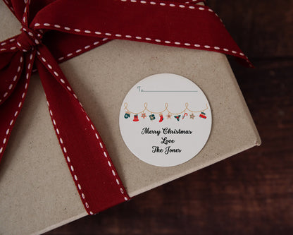 Christmas Stickers, Christmas Labels, Christmas Gift Labels, Santa Initial Stickers, Christmas Bunting Stickers, personalised