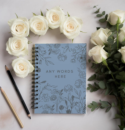 Personalised Notebook,  Notepad Wire bound Soft backed,  dusty Blue Spiral Notebook, gifts for her, Gifts for him. Christmas Gifts A4 or A5