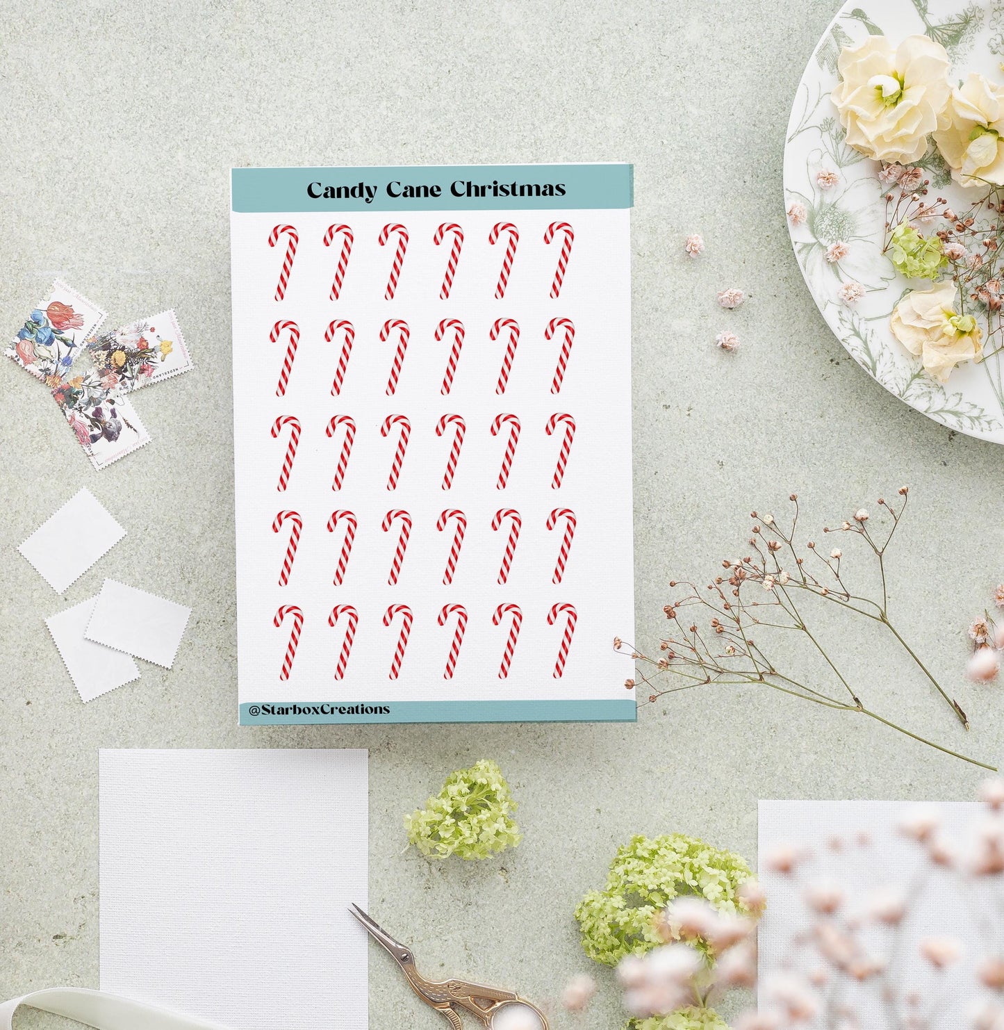 Candy Cane Stickers, Christmas Stickers, Planner Stickers, Craft Stickers, Journal Stickers, craft stickers
