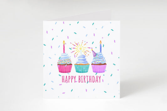 Cupcake Birthday Card: Watercolor Design