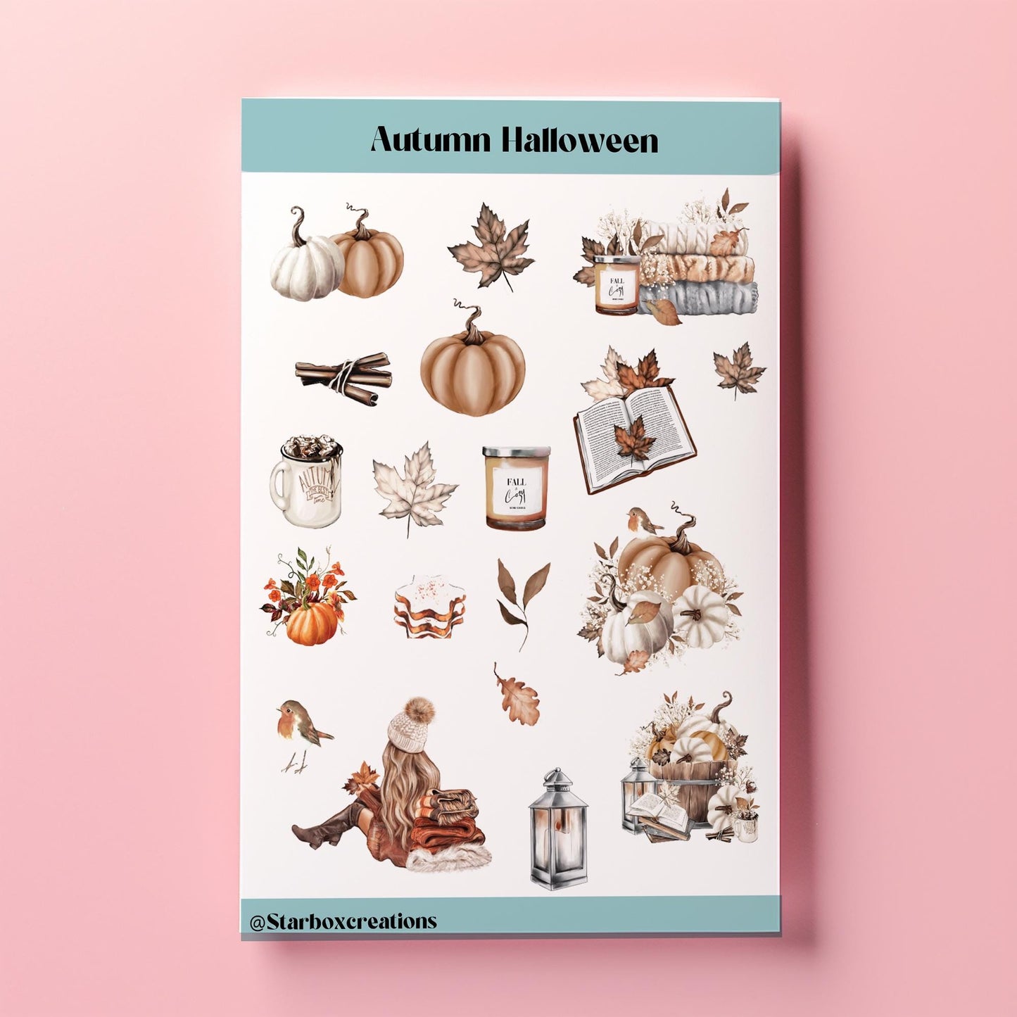 Halloween Autumn Sticker Sheet, bullet Journal Stickers, Planner Stickers, Scrapbook Stickers, Halloween stickers, junk journaling