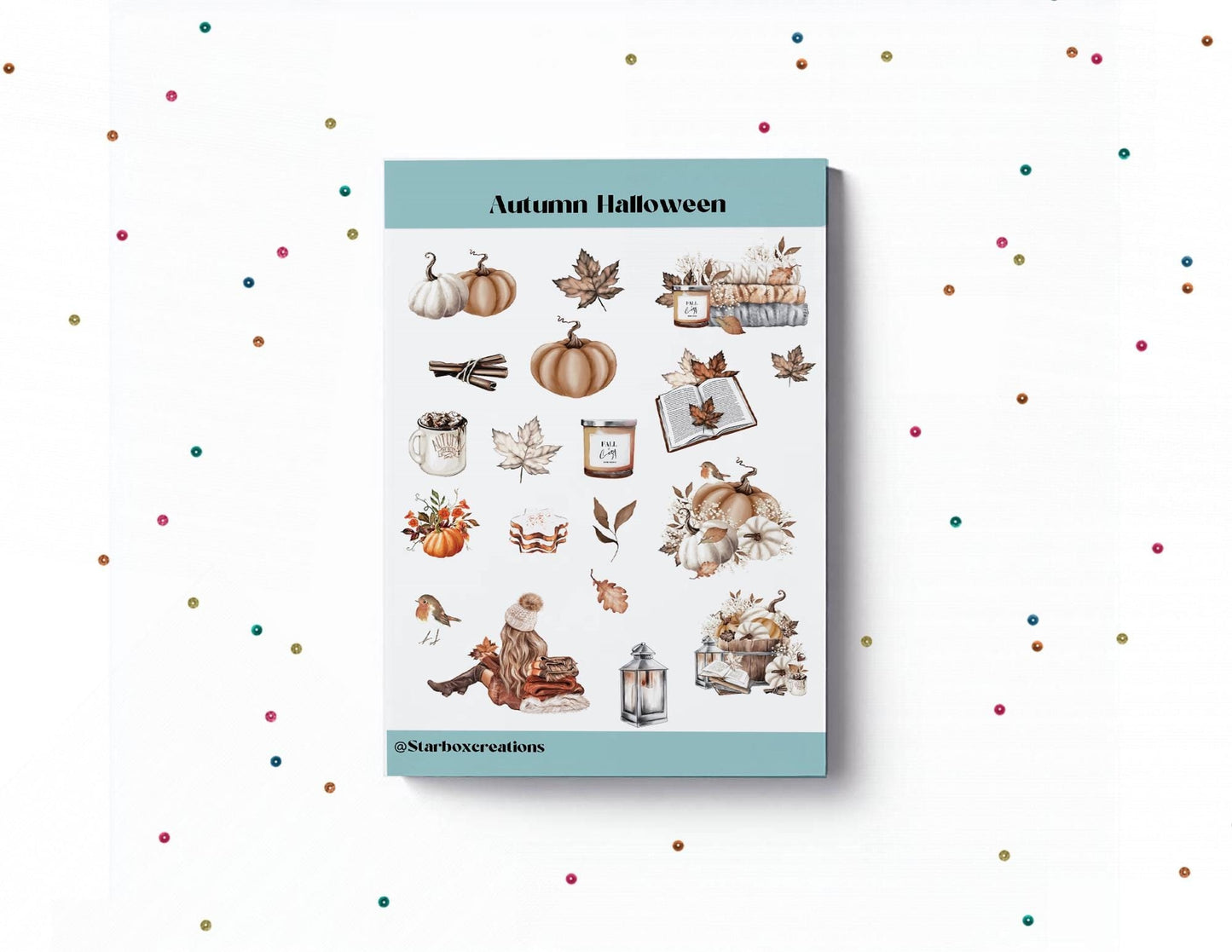 Halloween Autumn Sticker Sheet, bullet Journal Stickers, Planner Stickers, Scrapbook Stickers, Halloween stickers, junk journaling