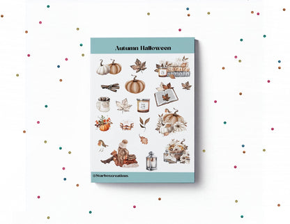 Halloween Autumn Sticker Sheet, bullet Journal Stickers, Planner Stickers, Scrapbook Stickers, Halloween stickers, junk journaling