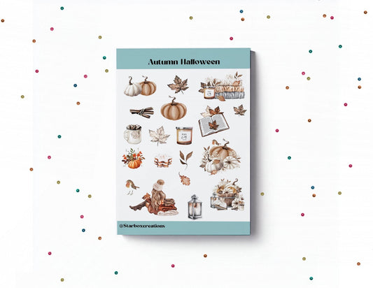 Halloween Autumn Sticker Sheet, bullet Journal Stickers, Planner Stickers, Scrapbook Stickers, Halloween stickers, junk journaling