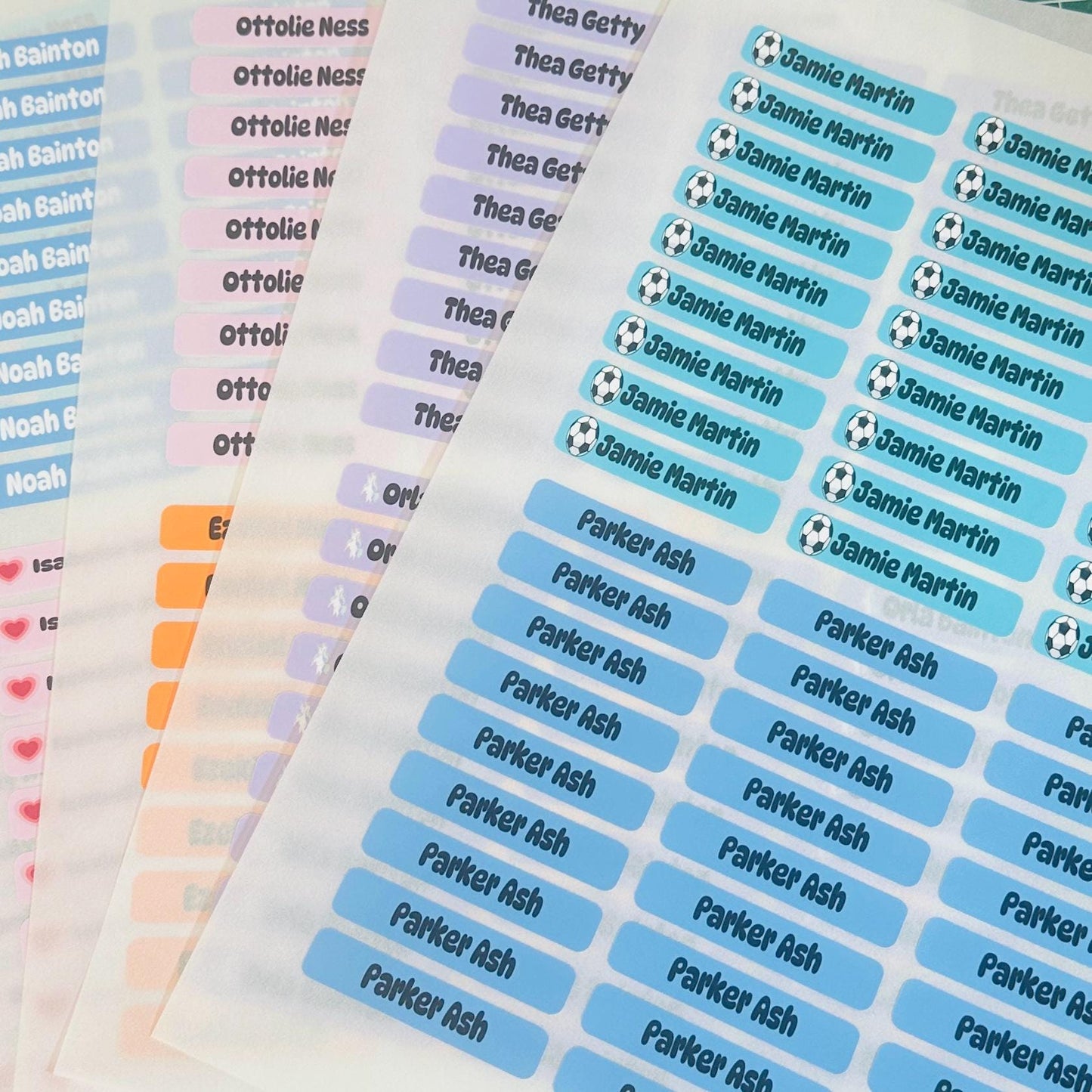 name label stickers, personalised stickers , sticker colours, for lunch boxes, water bottles, kids school, Splash proof labels, 27 stickers