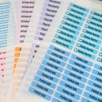 name label stickers, personalised stickers , sticker colours, for lunch boxes, water bottles, kids school, Splash proof labels, 27 stickers