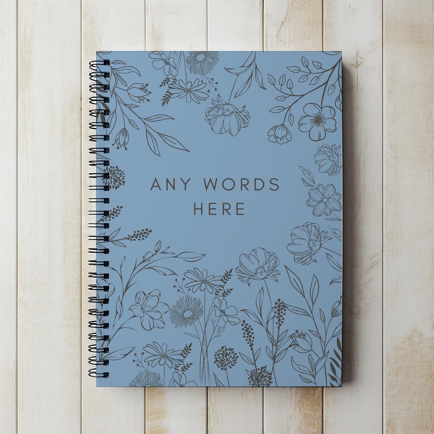 Personalised Notebook,  Notepad Wire bound Soft backed,  dusty Blue Spiral Notebook, gifts for her, Gifts for him. Christmas Gifts A4 or A5
