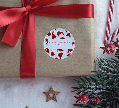 Santa Hat Christmas Stickers,  Christmas Labels, Christmas Gift Labels, reindeer Stickers, Envelope Seals, personalised Christmas Stickers