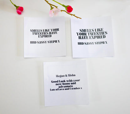 Personalised Candle Labels, Custom Gift Wrap, Quote Labels, Keepsake Candles, Bridal Proposal, Bridesmaids Presents
