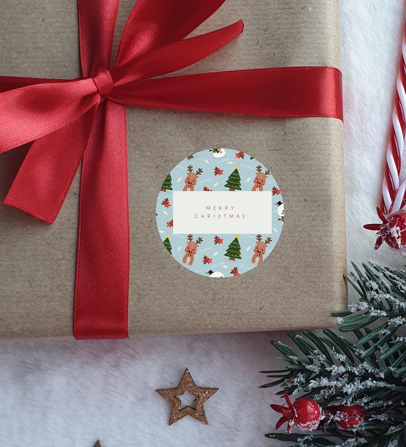 Merry Christmas Stickers, Christmas Labels, Christmas Gift Labels, reindeer Stickers, Envelope Seals, personalised Christmas Stickers