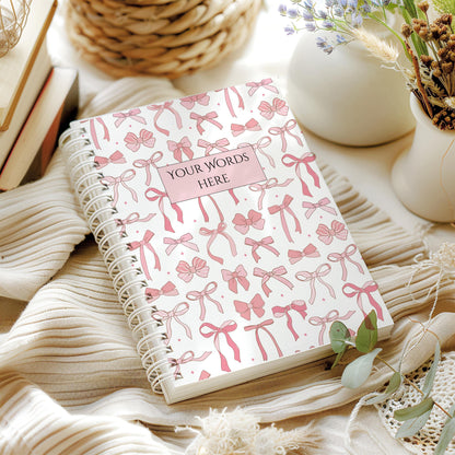 Personalized Pink Bow Notebook: Soft Cover Wire Bound Notepad
