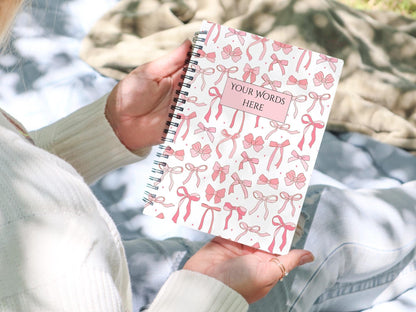 Personalized Pink Bow Notebook: Soft Cover Wire Bound Notepad
