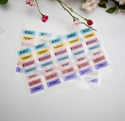 Days of the Week Stickers, Weekday stickers, planner stickers, Labels for diaries, planner Stickers