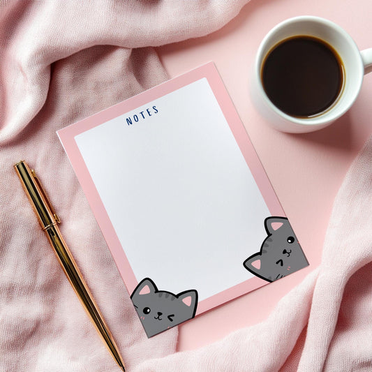 Cute Cat Notepad - A6 Notepad -Daily Planner - to do list - Colourful Stationery - memo pad