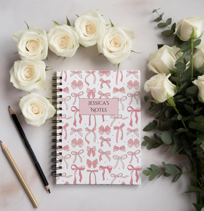 Personalized Pink Bow Notebook: Soft Cover Wire Bound Notepad