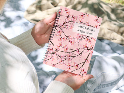 Personalised Notebook, Cherry blossom notebook, Notepad Wire bound Soft backed, Spiral Notebook, Christmas Gifts,  A4 or A5