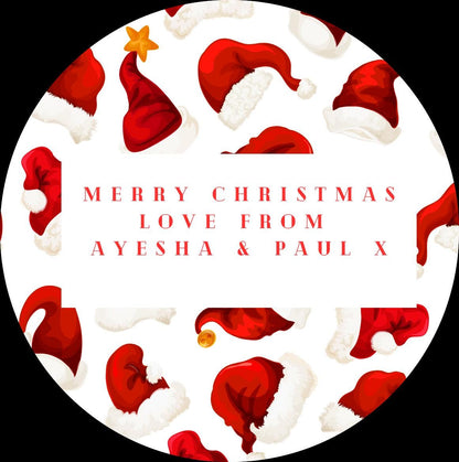 Santa Hat Christmas Stickers,  Christmas Labels, Christmas Gift Labels, reindeer Stickers, Envelope Seals, personalised Christmas Stickers