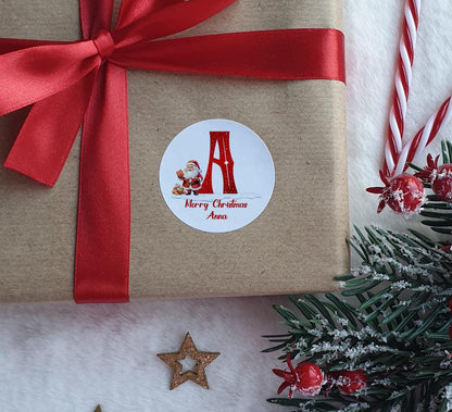 Personalised Christmas Matt or Gloss Sticker Labels, Christmas Stickers, Christmas Labels, Christmas Gift Labels, Santa Initial Stickers