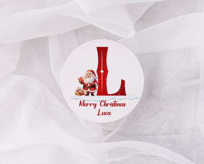 Personalised Christmas Matt or Gloss Sticker Labels, Christmas Stickers, Christmas Labels, Christmas Gift Labels, Santa Initial Stickers