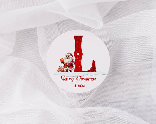Personalised Christmas Matt or Gloss Sticker Labels, Christmas Stickers, Christmas Labels, Christmas Gift Labels, Santa Initial Stickers
