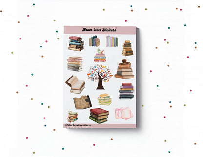 Glossy Book Lover Sticker Sheet: Reading Journal, Planner, Scrapbook