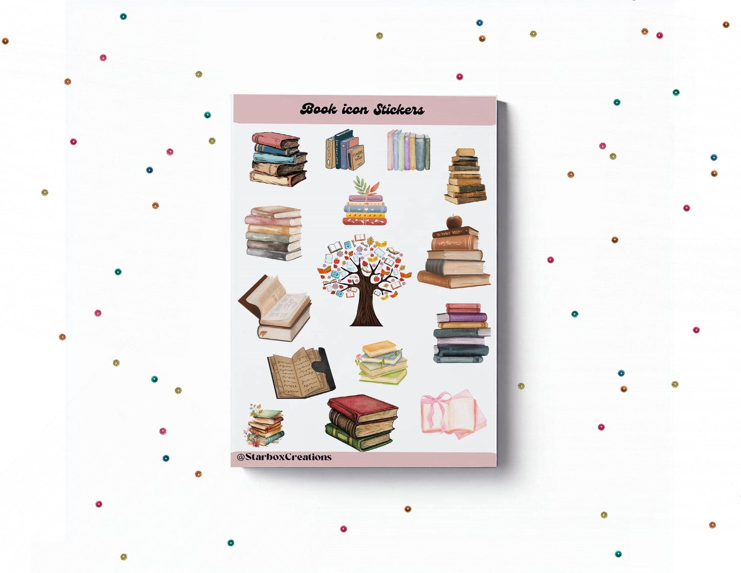 Books & Journals Planner Stickers: Glossy Scrapbook Decals