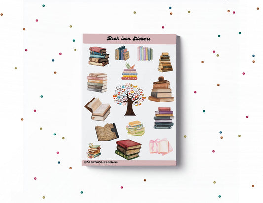 Books & Journals Planner Stickers: Glossy Scrapbook Decals