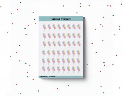 Watercolor Balloon Planner Stickers: Birthday Reminder Sheet